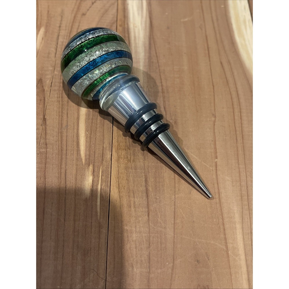 NEW MURANO Glass Wine Stopper - Made in Venezia, Italy - Gold Multi